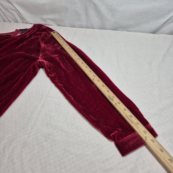 Eileen Fisher Womens Size XS Ruby Red Silk Velvet Crew Neck Knee Length Dress (3 - Picture 10 of 11